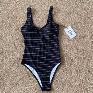 Black Stripe Simplicity One-Piece Swimsuit